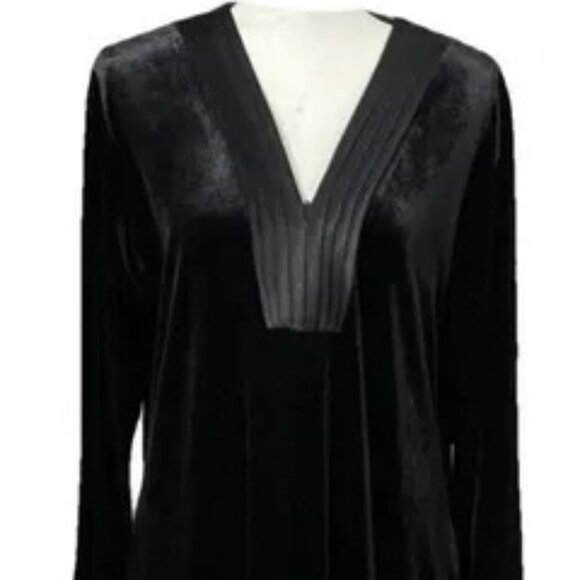 Vintage Oscar De La Renta Pink Label Black Velvet Sleepwear Dress.  SZ 2X - Picture 2 of 2
